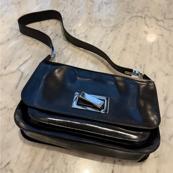 Gucci Other - GUCCI Black Calfskin Shoulder Bag, Silver Hardware, Tom Ford Era